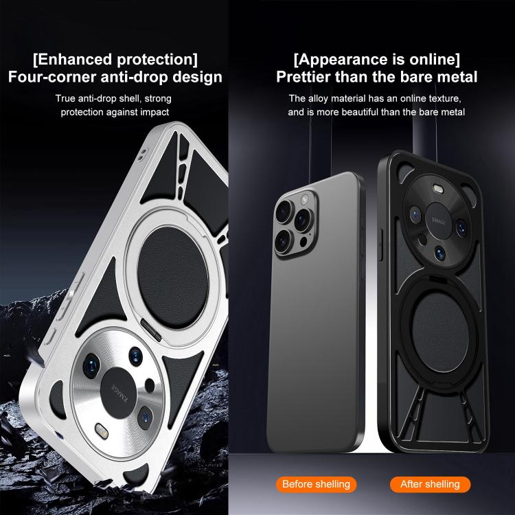 For Huawei Mate 60 Cooling Hollow Metal Holder MagSafe Phone Case