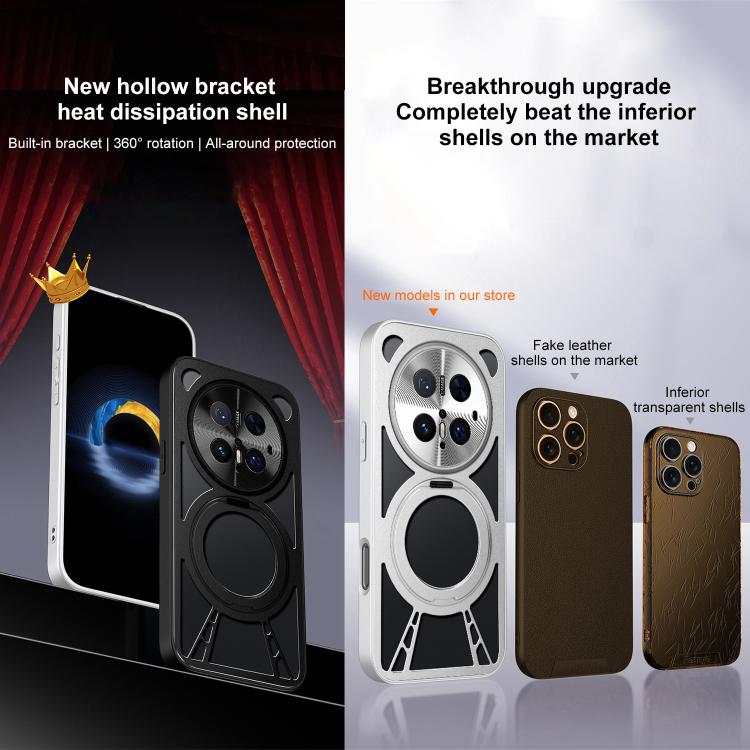 For Huawei Mate 70 Cooling Hollow Metal Holder MagSafe Phone Case