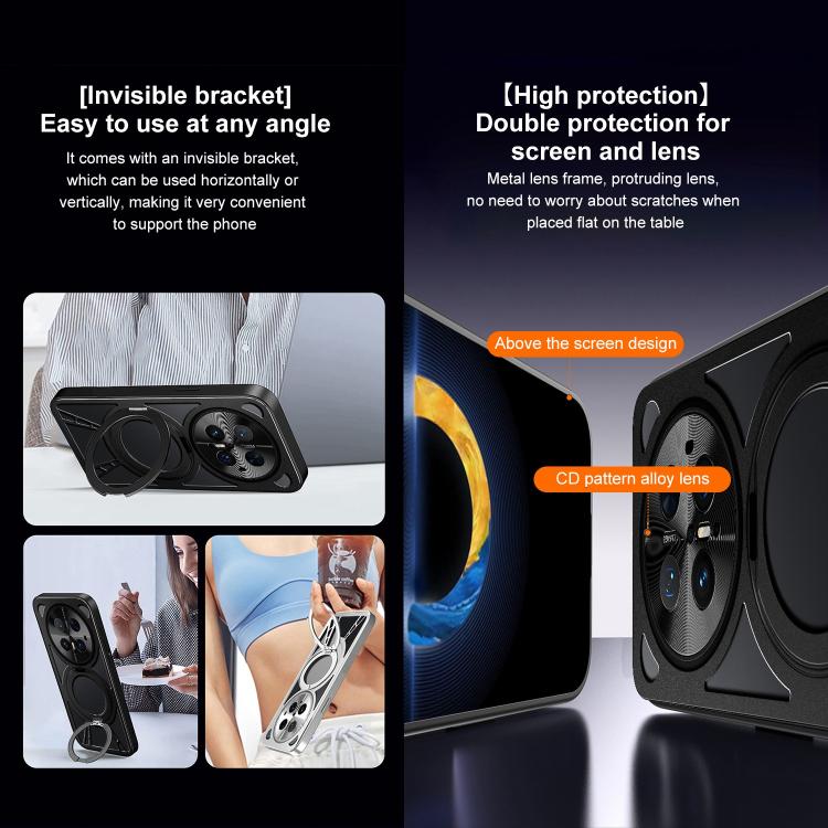 For Huawei Mate 70 Pro Cooling Hollow Metal Holder MagSafe Phone Case