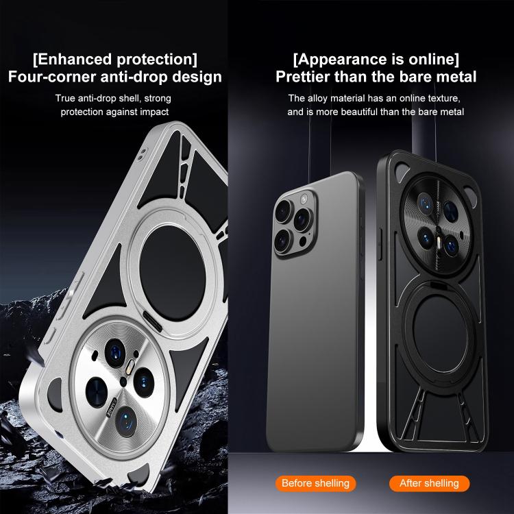 For Huawei Mate 70 Pro Cooling Hollow Metal Holder MagSafe Phone Case