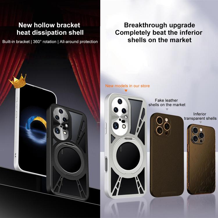For Huawei P50 Pro Cooling Hollow Metal Holder MagSafe Phone Case
