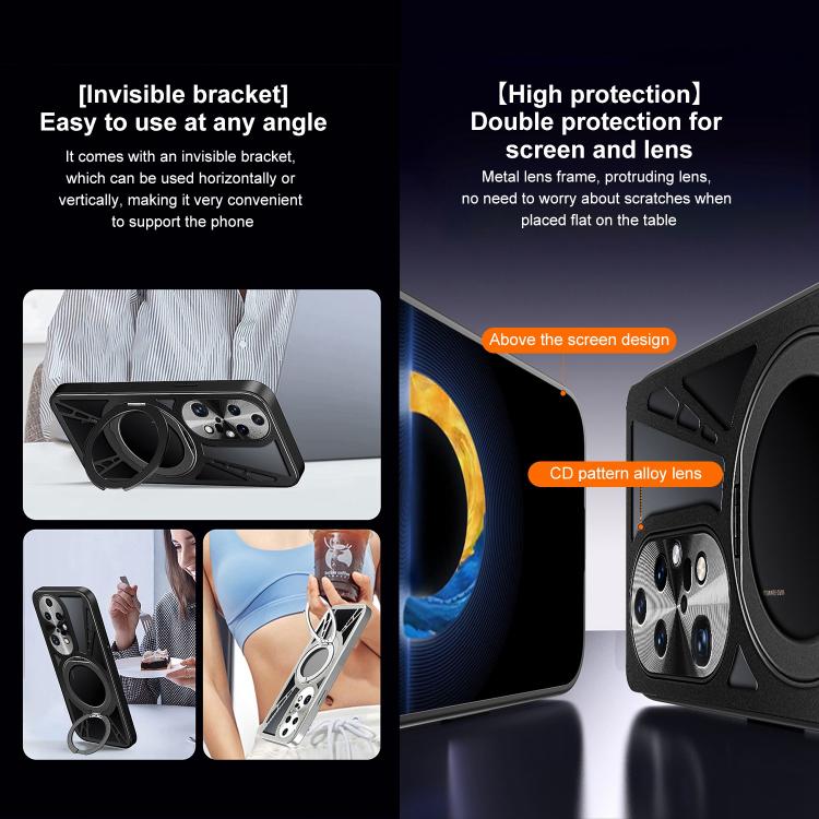 For Huawei P50 Pro Cooling Hollow Metal Holder MagSafe Phone Case