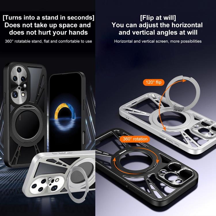 For Huawei P50 Pro Cooling Hollow Metal Holder MagSafe Phone Case