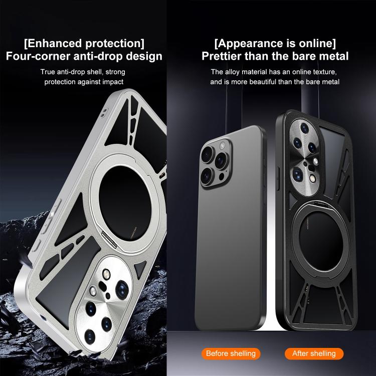 For Huawei P50 Pro Cooling Hollow Metal Holder MagSafe Phone Case