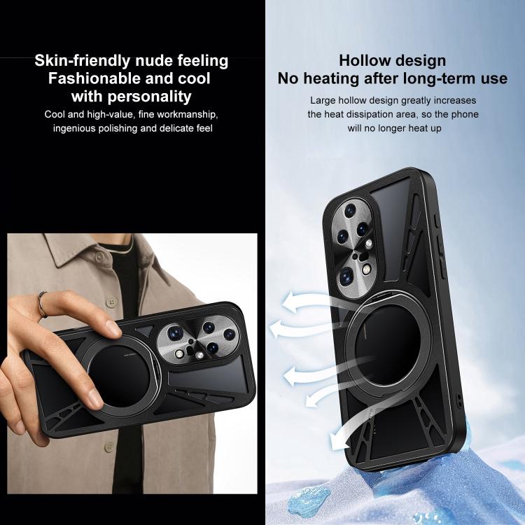 For Huawei P50 Pro Cooling Hollow Metal Holder MagSafe Phone Case