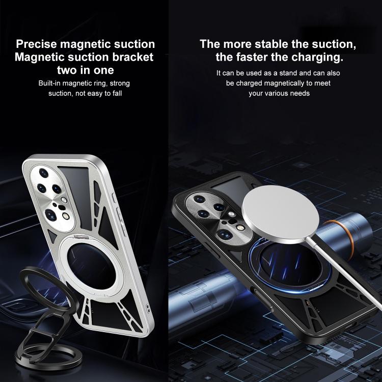 For Huawei P50 Pro Cooling Hollow Metal Holder MagSafe Phone Case