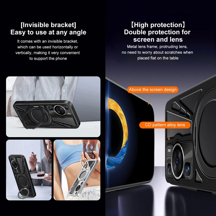 For Huawei P60 Cooling Hollow Metal Holder MagSafe Phone Case