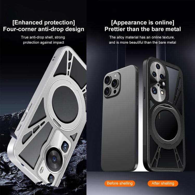 For Huawei P60 Cooling Hollow Metal Holder MagSafe Phone Case