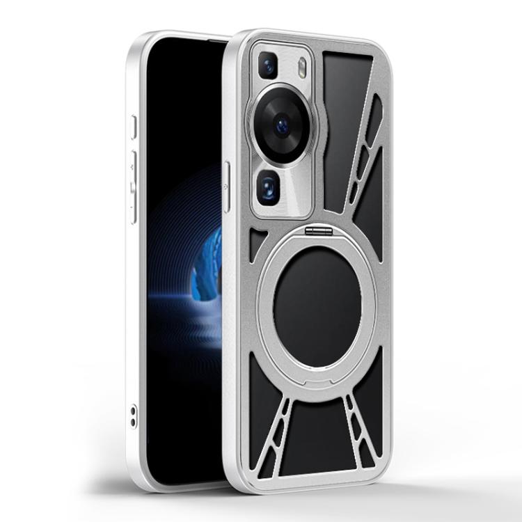 For Huawei P60 Pro Cooling Hollow Metal Holder MagSafe Phone Case