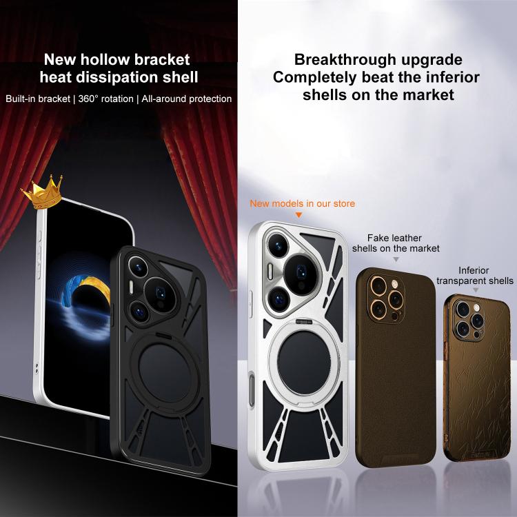 For Huawei Pura 70 Cooling Hollow Metal Holder MagSafe Phone Case
