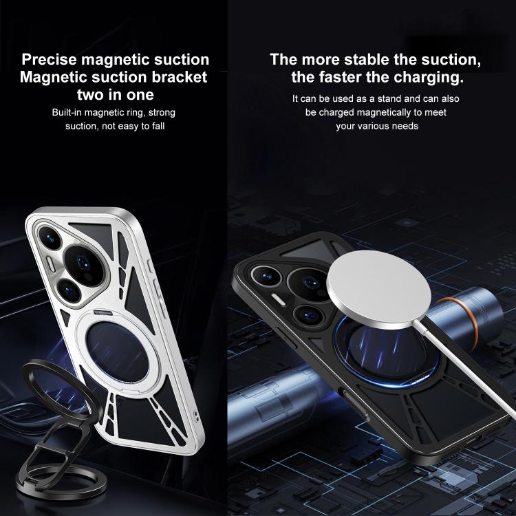 For Huawei Pura 70 Pro / 70 Pro+ Cooling Hollow Metal Holder MagSafe Phone Case