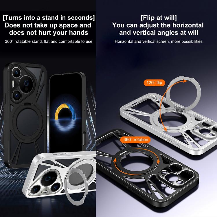 For Huawei Pura 70 Pro / 70 Pro+ Cooling Hollow Metal Holder MagSafe Phone Case
