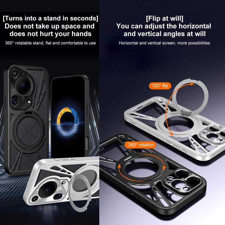 For Huawei Pura 70 Ultra Cooling Hollow Metal Holder MagSafe Phone Case