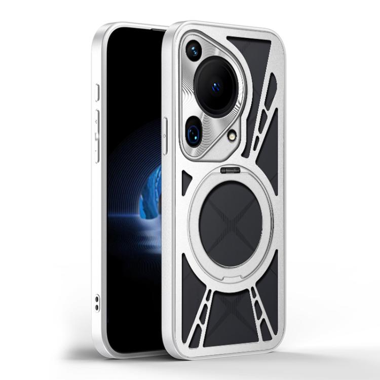 For Huawei Pura 70 Ultra Cooling Hollow Metal Holder MagSafe Phone Case