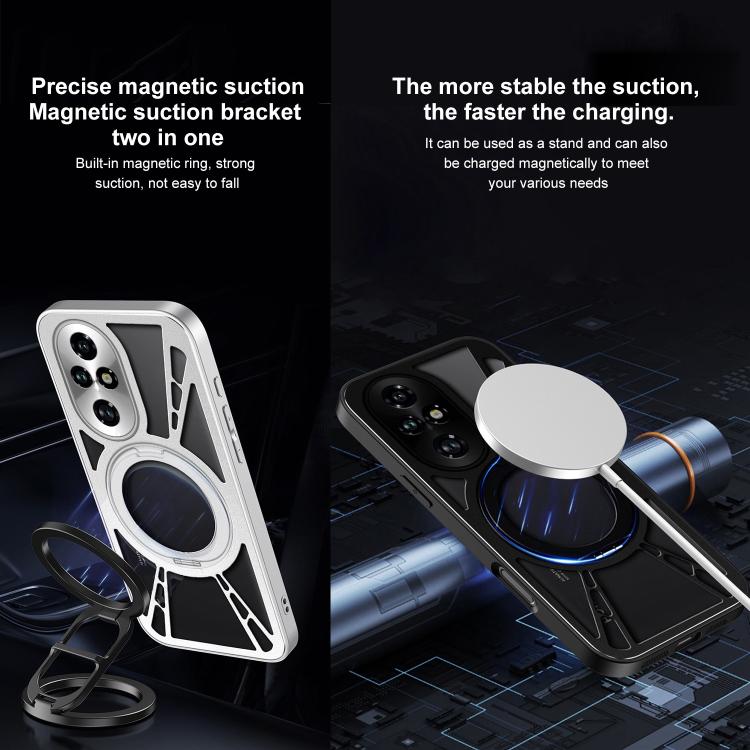 For Honor 200 Cooling Hollow Metal Holder MagSafe Phone Case