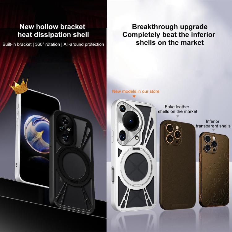 For Honor 200 Cooling Hollow Metal Holder MagSafe Phone Case