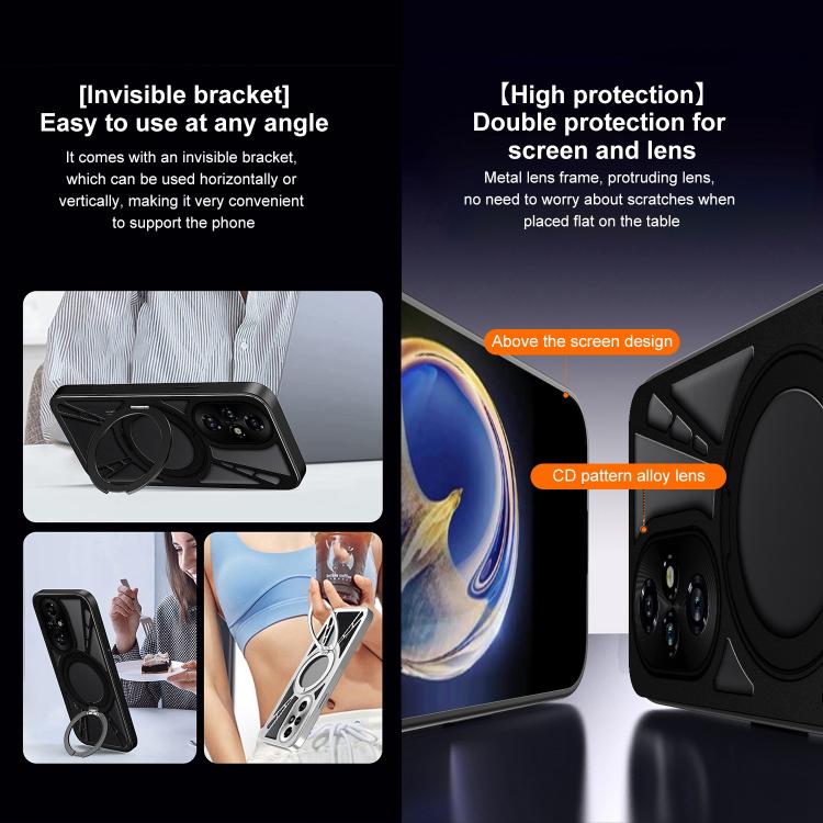For Honor 200 Cooling Hollow Metal Holder MagSafe Phone Case