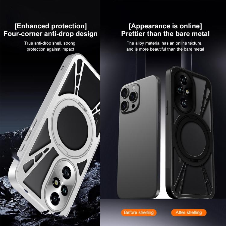 For Honor 200 Cooling Hollow Metal Holder MagSafe Phone Case
