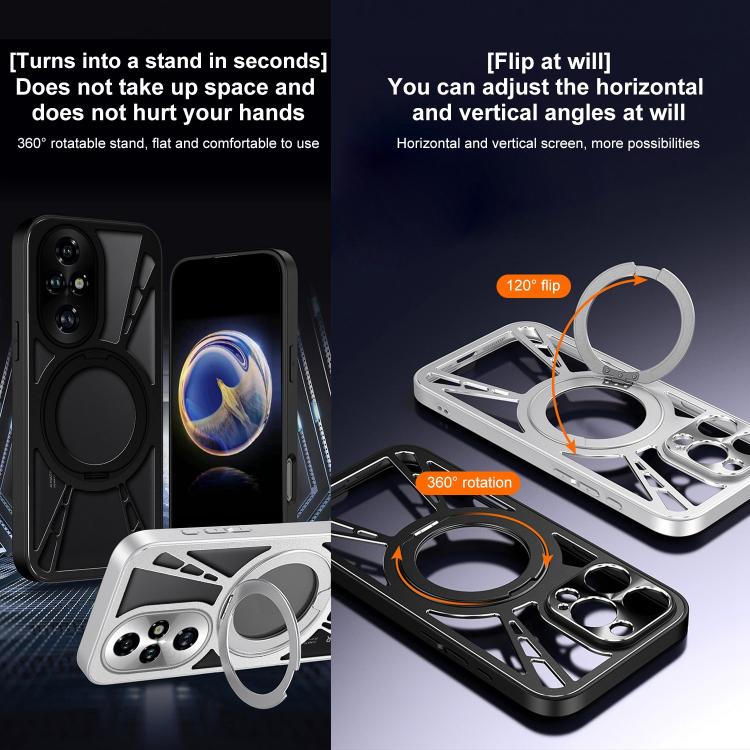 For Honor 200 Pro Cooling Hollow Metal Holder MagSafe Phone Case