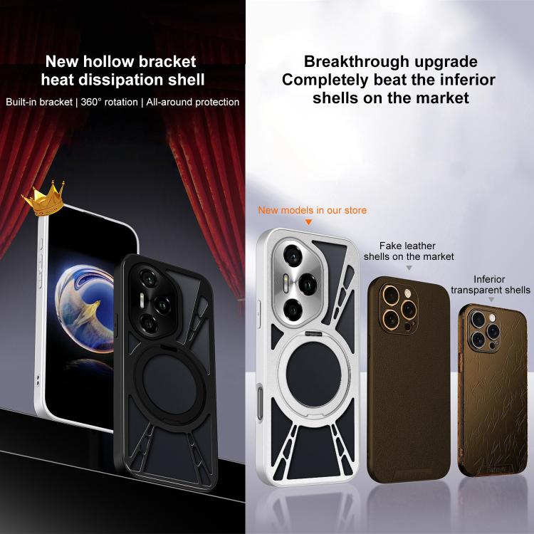 For Honor 300 Cooling Hollow Metal Holder MagSafe Phone Case