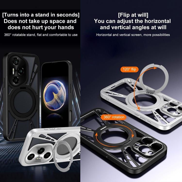 For Honor 300 Cooling Hollow Metal Holder MagSafe Phone Case