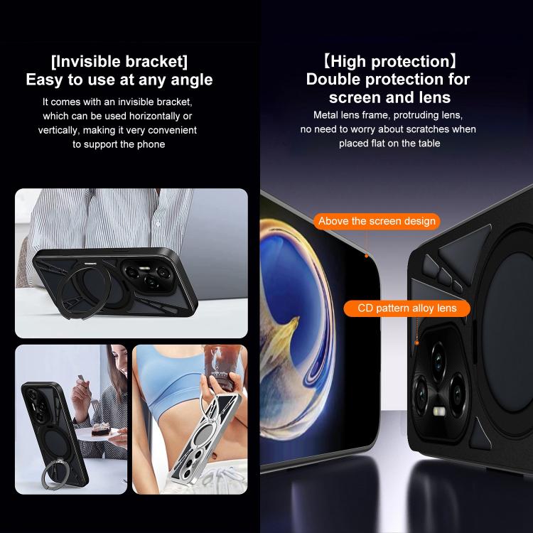 For Honor 300 Cooling Hollow Metal Holder MagSafe Phone Case