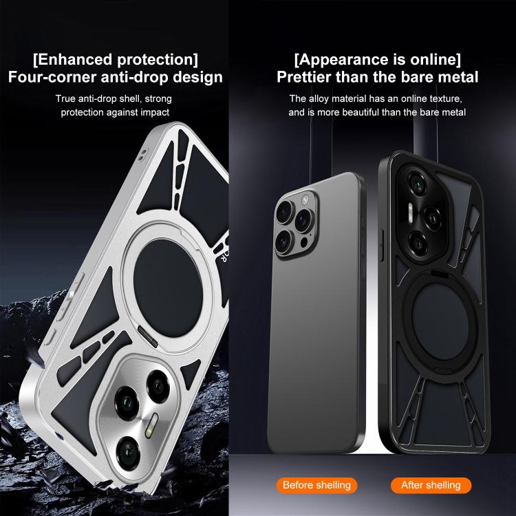 For Honor 300 Cooling Hollow Metal Holder MagSafe Phone Case