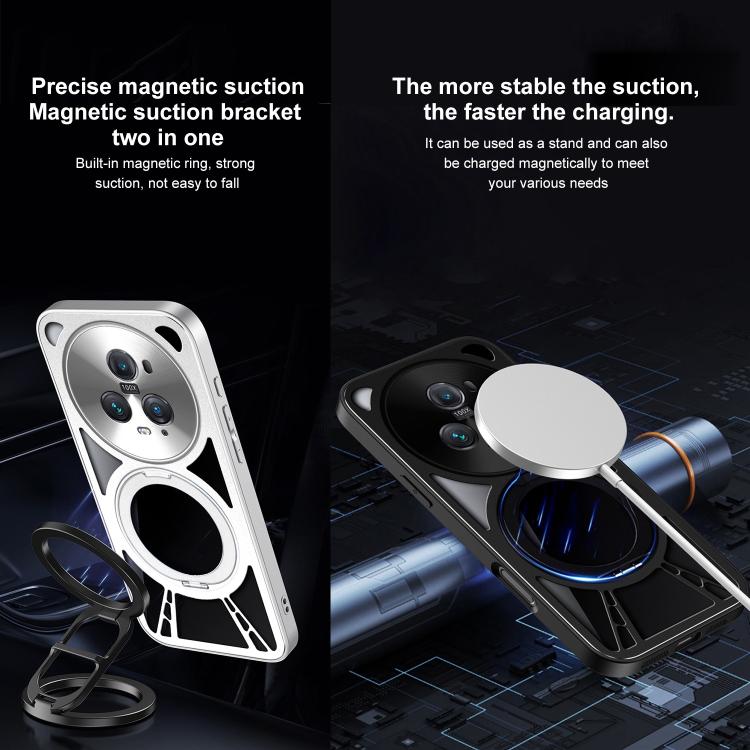 For Honor Magic5 Cooling Hollow Metal Holder MagSafe Phone Case