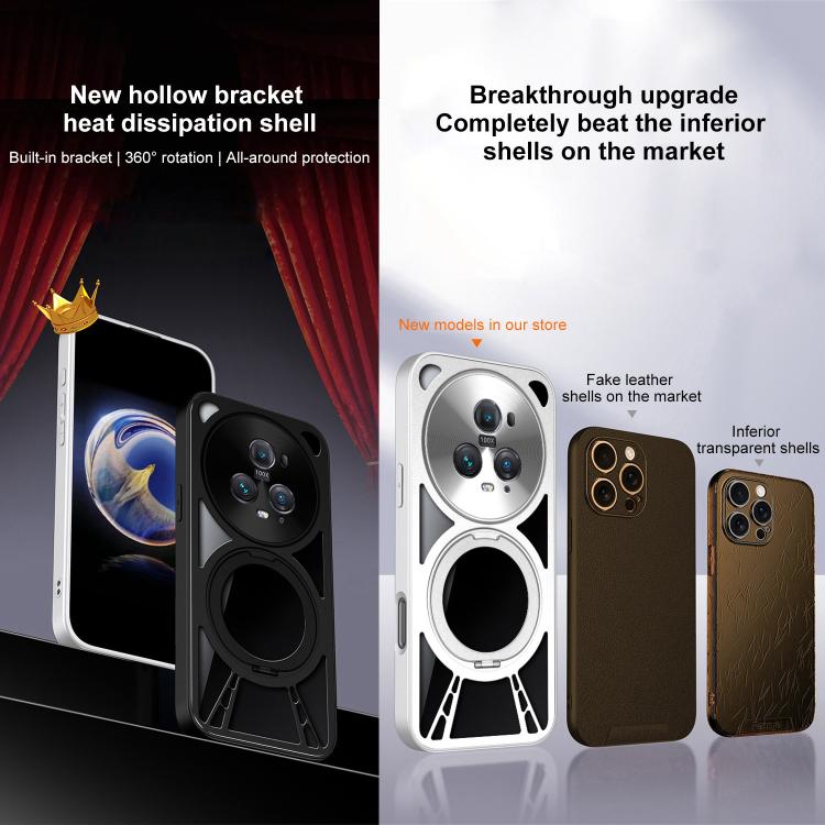 For Honor Magic5 Pro Cooling Hollow Metal Holder MagSafe Phone Case
