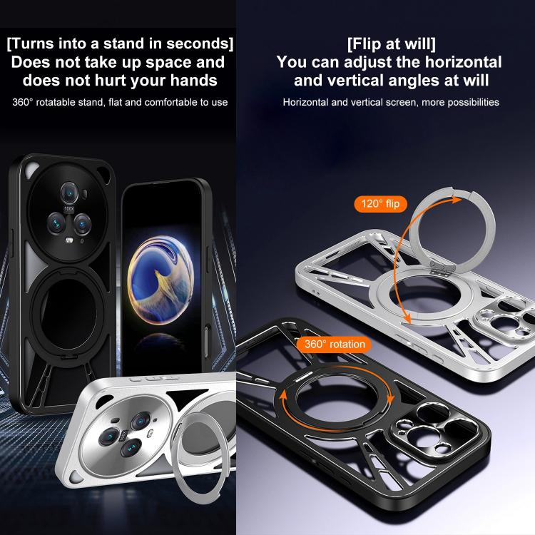 For Honor Magic5 Pro Cooling Hollow Metal Holder MagSafe Phone Case