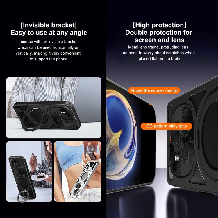For Honor Magic6 Cooling Hollow Metal Holder MagSafe Phone Case