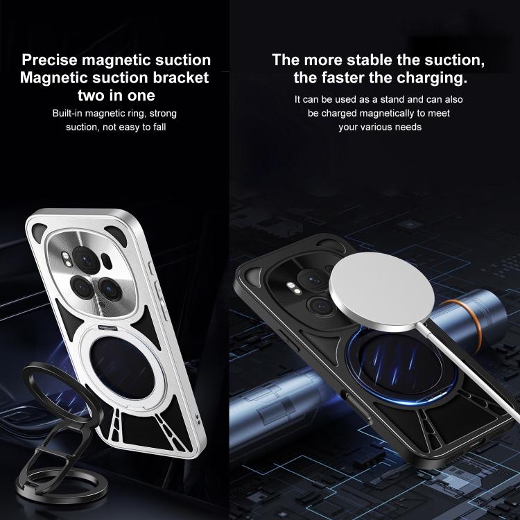 For Honor Magic6 Cooling Hollow Metal Holder MagSafe Phone Case