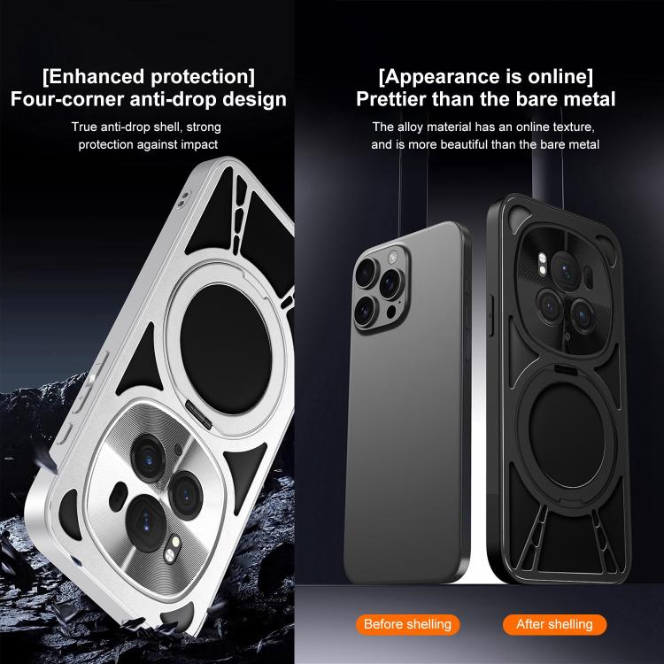 For Honor Magic6 Cooling Hollow Metal Holder MagSafe Phone Case