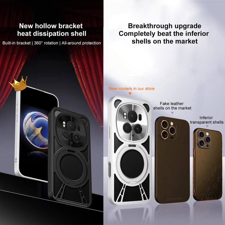 For Honor Magic6 Pro Cooling Hollow Metal Holder MagSafe Phone Case