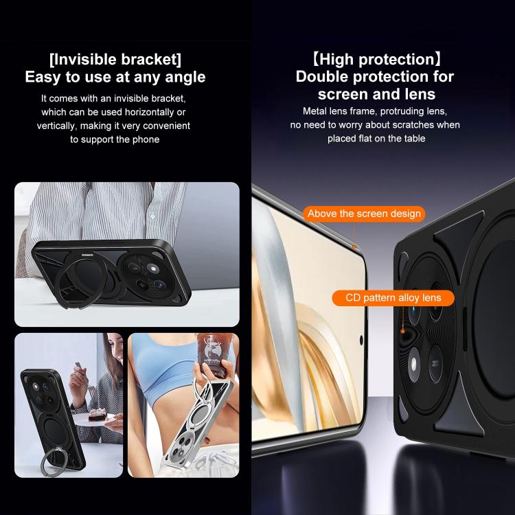 For Honor X60 Pro Cooling Hollow Metal Holder MagSafe Phone Case