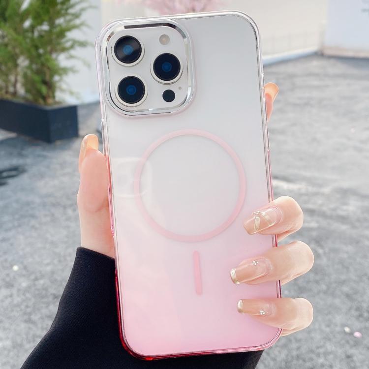 For iPhone 16 Pro Max Metal Lens Frame Gradient PC MagSafe Phone Case