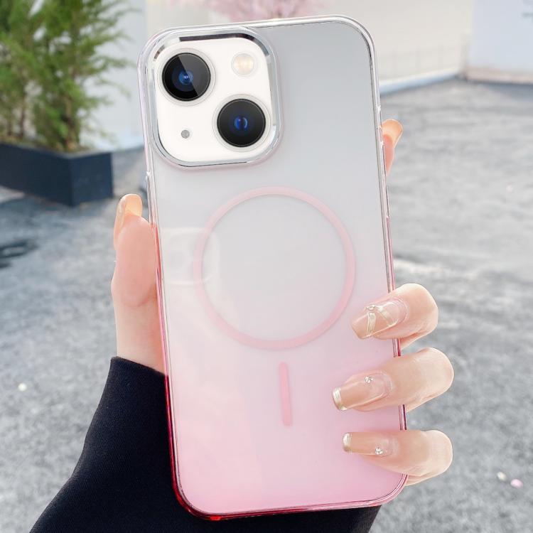 For iPhone 14 / 13 Metal Lens Frame Gradient PC MagSafe Phone Case