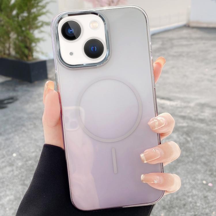 For iPhone 14 / 13 Metal Lens Frame Gradient PC MagSafe Phone Case