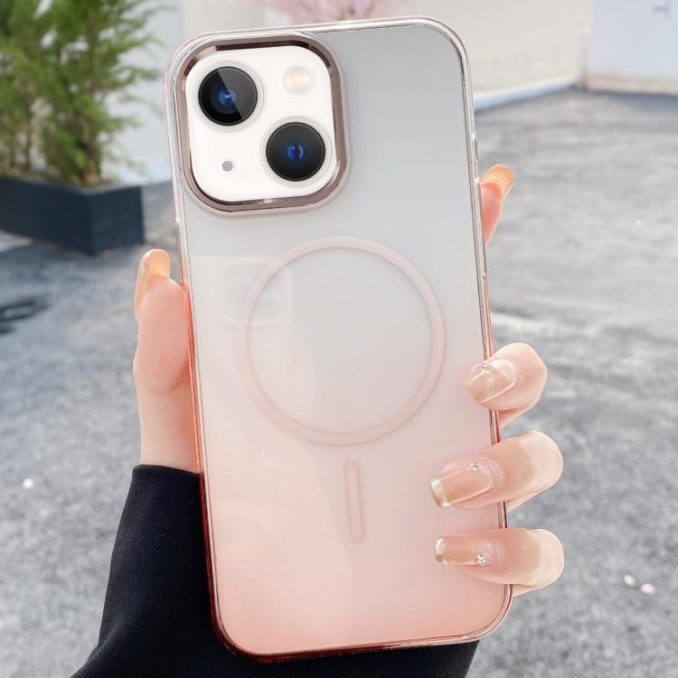 For iPhone 14 / 13 Metal Lens Frame Gradient PC MagSafe Phone Case
