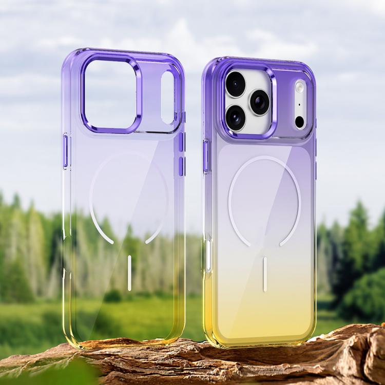 For iPhone 17 Pro Metal Lens Frame Gradient PC MagSafe Phone Case