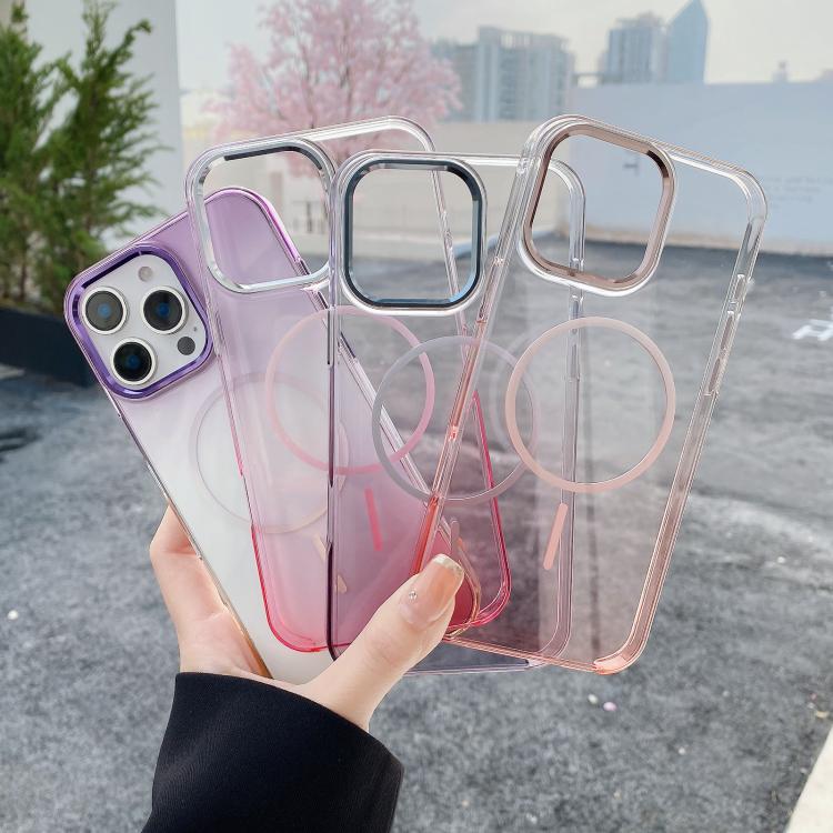 For iPhone 13 Pro Max Metal Lens Frame Gradient PC MagSafe Phone Case
