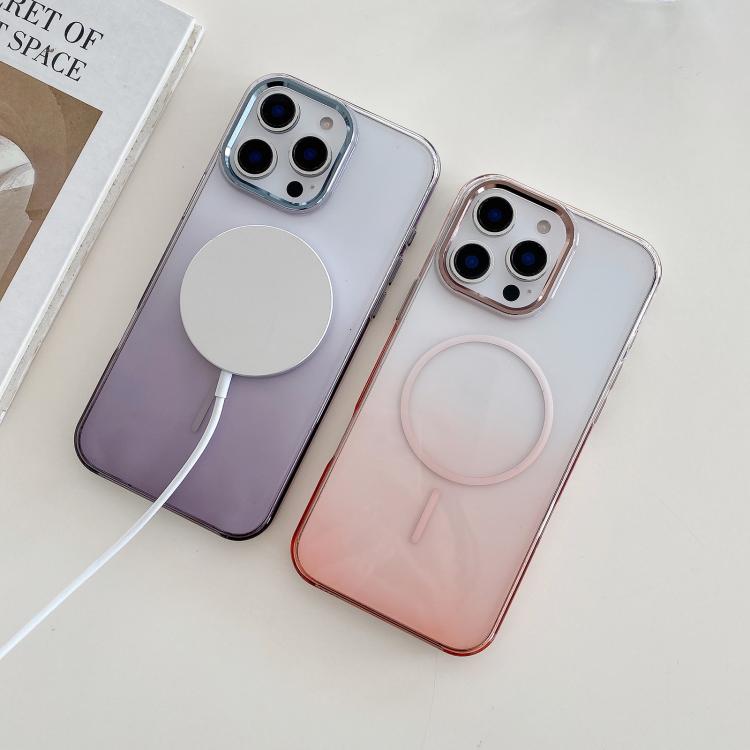 For iPhone 13 Pro Max Metal Lens Frame Gradient PC MagSafe Phone Case