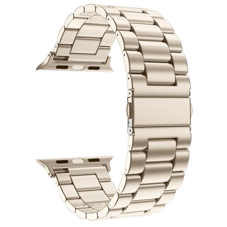 For Apple Watch 46mm / 49mm / 45mm / 44mm xDfind Three Beads Fold Buckle Stainless Steel Watch Band