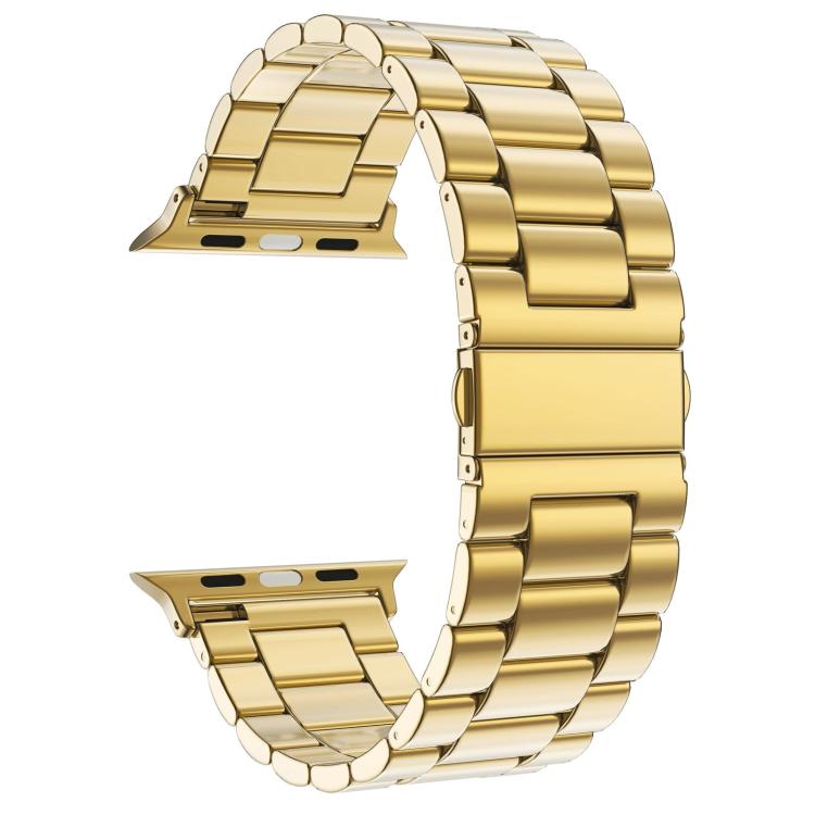 For Apple Watch 42mm / 41mm / 40mm / 38mm xDfind Three Beads Fold Buckle Stainless Steel Watch Band