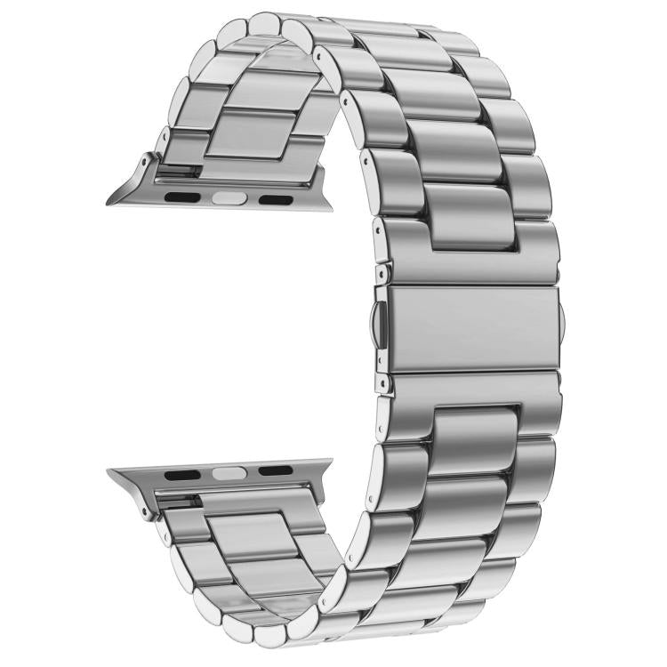 For Apple Watch 42mm / 41mm / 40mm / 38mm xDfind Three Beads Fold Buckle Stainless Steel Watch Band