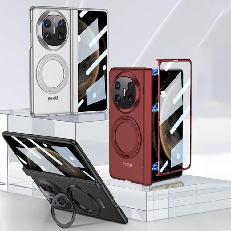 For Huawei Mate X6 GKK Integrated Magnetic Folding Hinge Ultra-thin Phone Case with Rotating Stand