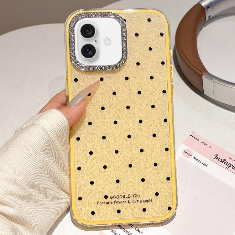 For iPhone 16 Plus Glitter Powder Dots Pattern Rhinestone Large Hole Phone Case