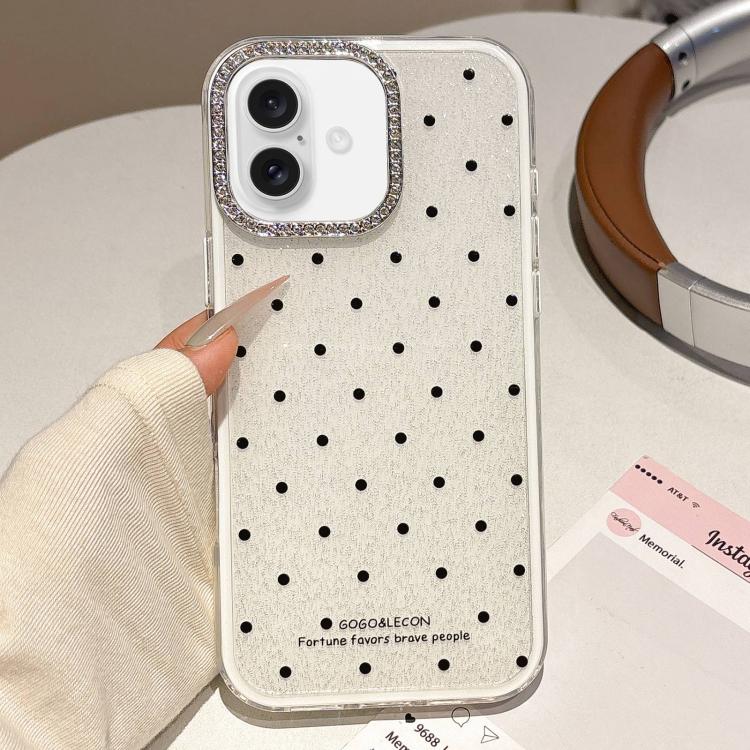 For iPhone 16 Plus Glitter Powder Dots Pattern Rhinestone Large Hole Phone Case