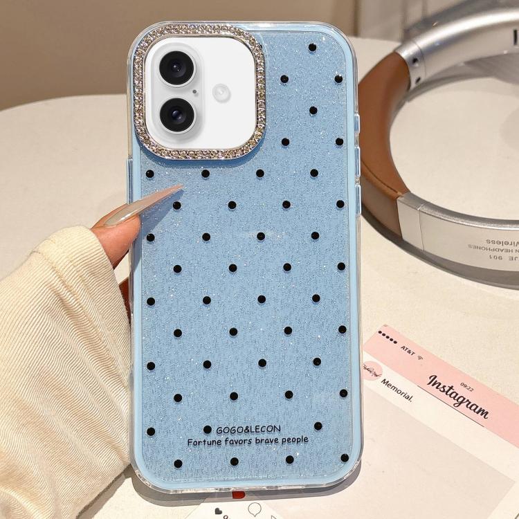 For iPhone 16 Glitter Powder Dots Pattern Rhinestone Large Hole Phone Case