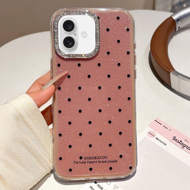 For iPhone 16 Glitter Powder Dots Pattern Rhinestone Large Hole Phone Case